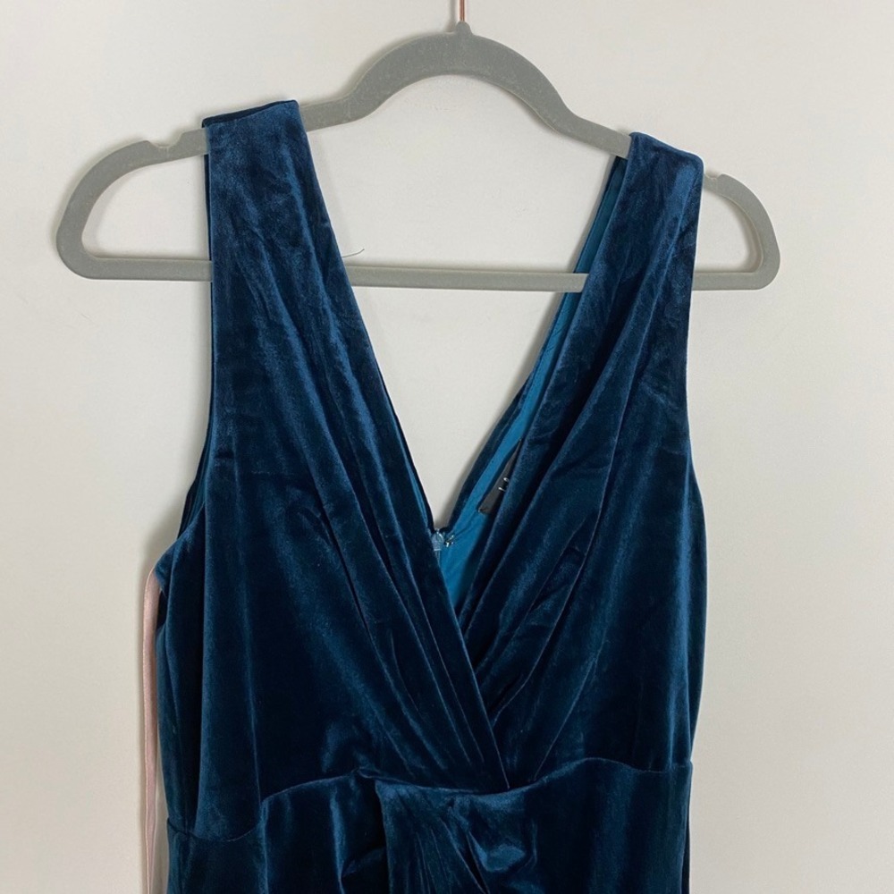 Lulus‎ Beautiful Evenings Dark Teal Velvet Twist Front Maxi Dress XL Formal Gown - Picture 3 of 13